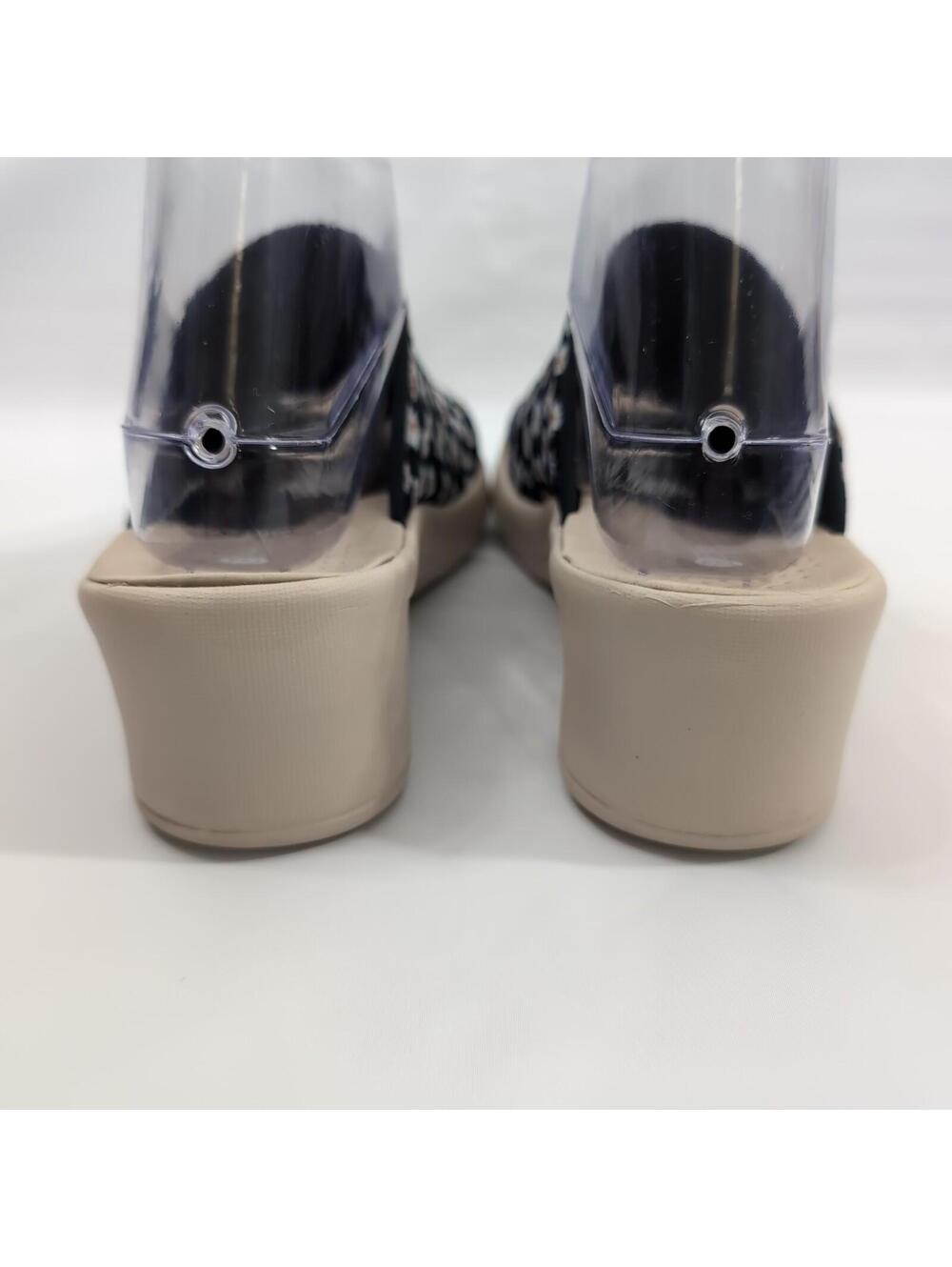 Bzees Navy Floral Slip-On Wedge Sandals with Cream Sole - Picture 5 of 9